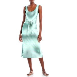 Rails Tie Waist Sailor Stripe Tank Style Green White Meg Midi Dress Size XXL 2X